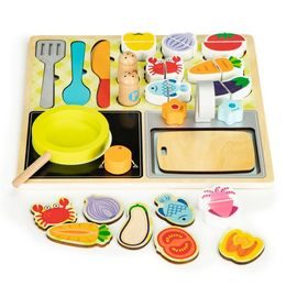 Ecotoys dětská dřevěná mini kuchyňka na desce s příslušenstvím Kitchen Desk