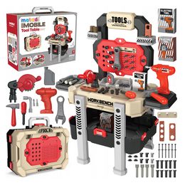 Velká dílna pro děti 2v1 s doplňky béžová/červená