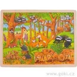 Zvířecí děti v lese - dřevěné puzzle, 48 dílů