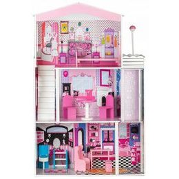 Ecotoys dřevěný dvoupatrový domeček pro panenky Miami s výtahem