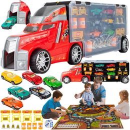 Nákladní auto se 6 autíčky, skluzavkou a podložkou Race Truck