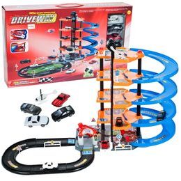 Parkovací garáž s výtahem, helikoptérou a 4 autíčky Driveway