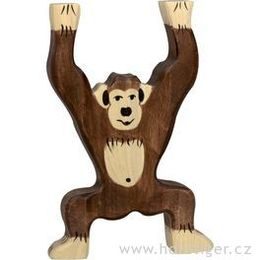 Stojící strakatá koza - domácí zvíře ze dřeva