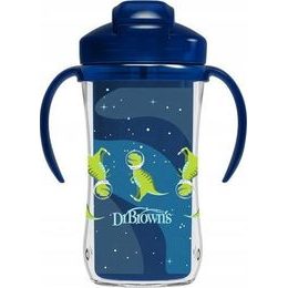 Dr.Browns Termální hrneček se slámkou Dino, Straw Cup, 300ml, modrý