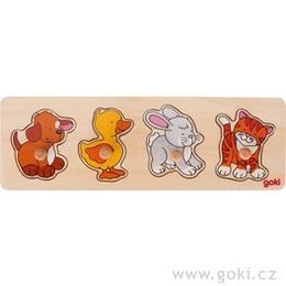 Puzzle s dřevěnými úchytkami - Zvířátka II