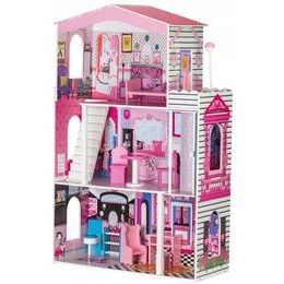 Ecotoys dřevěný dvoupatrový domeček pro panenky Miami s výtahem
