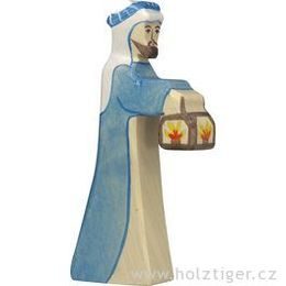 Pastýř s lampou (série II) - biblická postava ze dřeva