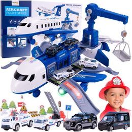 Interaktivní letadlo s autíčky, světly a zvuky DIY Airplane - modré