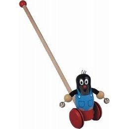 Dřevěné Strkadlo Krtek na kolečkách tlačící s tyčkou