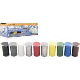 Unikolky modelářské barvy sada 9 barev + matný lak