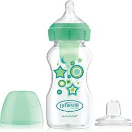 Dr.Brown´s Láhev antikolik Options+ široké hrdlo 2v1 s hubičkou 270ml plast zelená