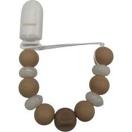 Dřevěný přívěsek na dudlík hnědá - perly