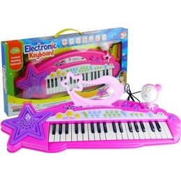 Velký Keyboard 37 kláves MP3 + mikrofon - růžová