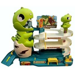 Parkovací dráha se 6 autíčky a výtahem na baterie Dinosaur Parking Lot