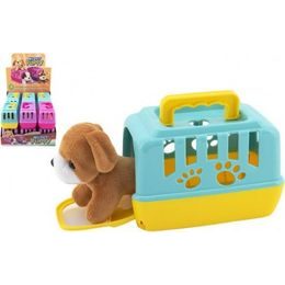 Plyšový pejsek v přenosném boxu - mix barev