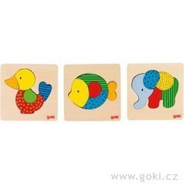Dřevěné puzzle se zvukem - zvířátka ze ZOO, 6 dílů
