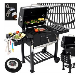 Zahradní gril na dřevěné uhlí s litinovým roštem 60 x 45 cm