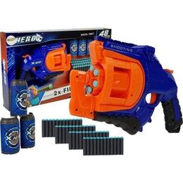 Velká pistol na pěnové náboje 48 ks - oranžovo/modrá