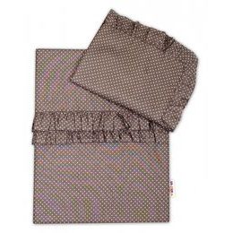 Baby Nellys Baby Nellys 2-dílné bavlněné povlečení s volánky - tm. šedé/tečky bílé