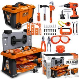 Dětská pracovní dílna s vrtačkou na baterie v kufříku s kolečky