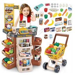 Supermarket pro děti Stragan s doplňky hnědý
