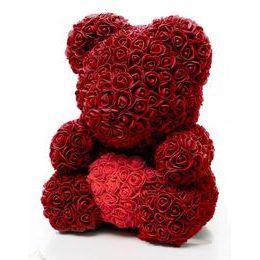 Medvídek z růží bordo s červeným srdcem Rose Bear 40 cm