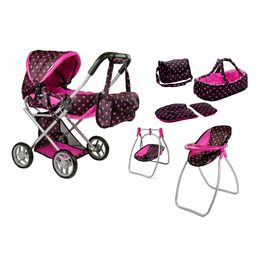 Alice kočárek pro panenky 9346D set 6v1 černý