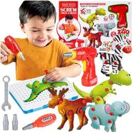 Konstrukční stavebnice s vrtačkou na baterie Zoo Panel 172 ks