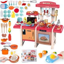 Velká dětská kuchyňka s tekoucí vodou, zvuky a světly Simulation Kitchen - růžová