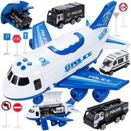 Interaktivní letadlo s autíčky, světly a zvuky Police Airplane