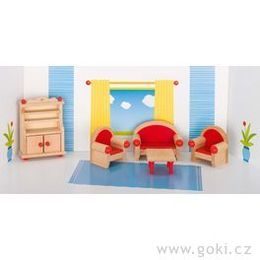 Nábytek pro panenky - obývací pokoj STYLOVÝ, 5 dílů