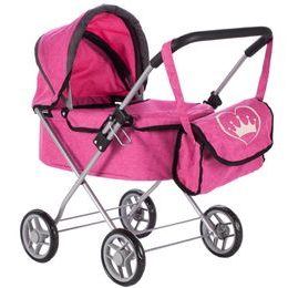 Hluboký kočárek pro panenky Princess růžový