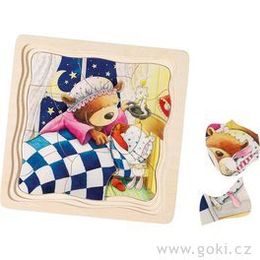 Medvídek - vrstvené puzzle ze dřeva, 4 vrstvy, 55 dílů