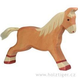 Běžící světle hnědé hříbě - zvířátko ze dřeva