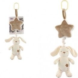 Zajíc s hvězdou hnědý- závěs na postýlku/kočárek hrací strojek