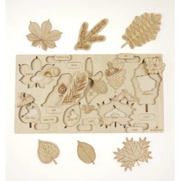 Stromy, listy a plody -- edukačná drevená puzzle 26x49 CM SLOVENSKÁ VERZIA