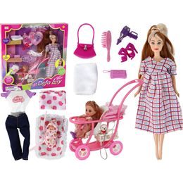 Těhotná panenka Lucy s dcerou a doplňky