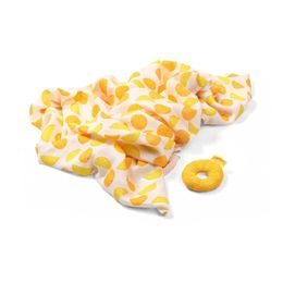 BABYONO Plena bambusová zavinovací 120 x 120 cm + chrastítko pomeranč