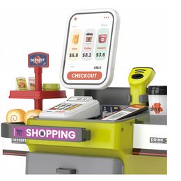 Velký moderní supermarket na kolečkách s doplňky zelený