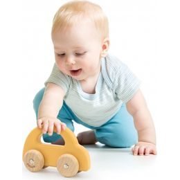VIGA Žluté dřevěné autíčko