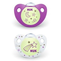 Nuk Dudlík silikonový NIGHT&DAY 0-6m, 2ks fialový