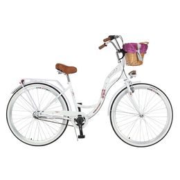 Městské Retro kolo Village 28" bílá + pletený košík