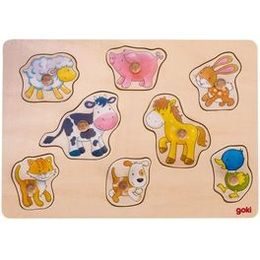 Puzzle s dřevěnými úchytkami - Farma, 8 dílů