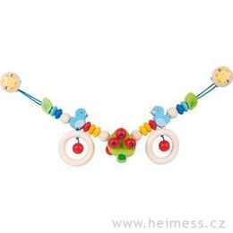 Dřevěný řetěz do kočárku ptáčci