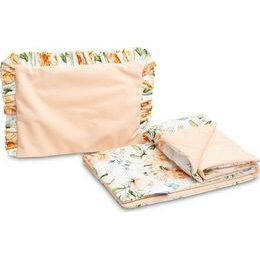 Sada do kočárku Sensillo Velvet s volánky - pivoňky, broskvová