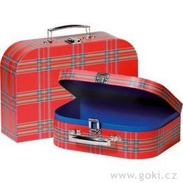 Sada 2 dětských kufrů - červený skotský vzor