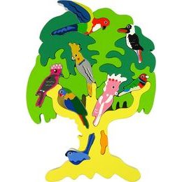 Dřevěné puzzle papoušci na stromě