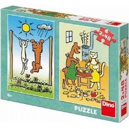 Puzzle Pejsek a Kočička 2x48 dílků