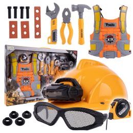Velká sada dětského nářadí s helmou na baterie a vestou