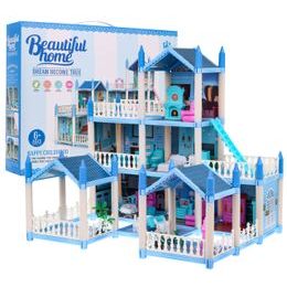 Domeček pro panenky Beautiful Home s příslušenstvím - modrý